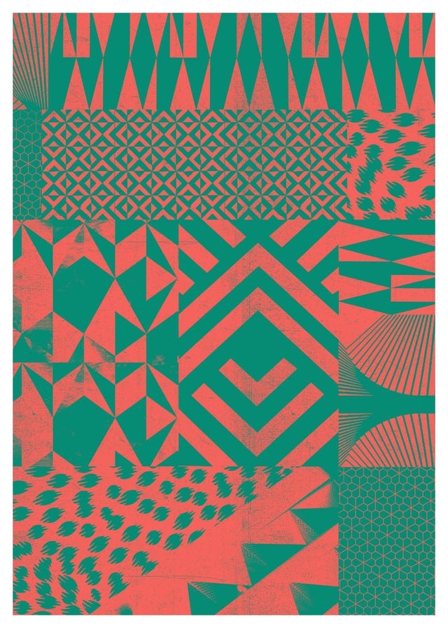 Geometric Segments Pink & Green Print
