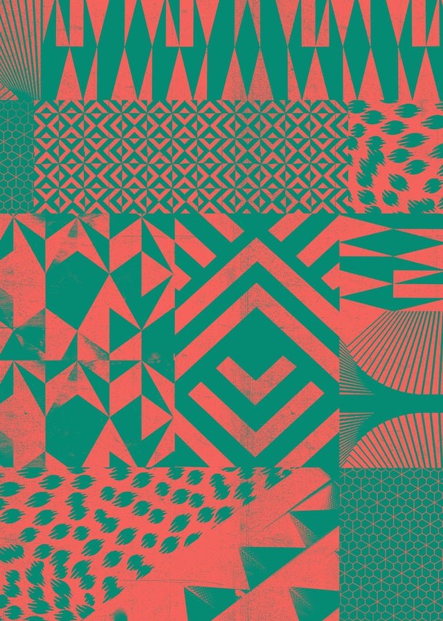 Geometric Segments Pink & Green Print
