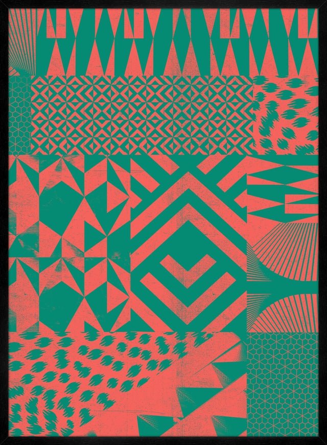 Geometric Segments Pink & Green Print