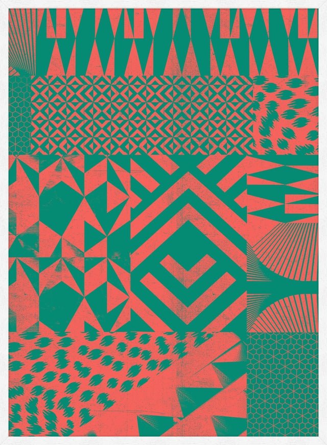 Geometric Segments Pink & Green Print