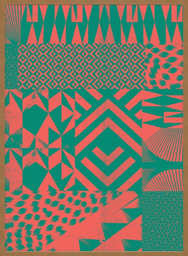 Geometric Segments Pink & Green Print