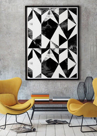 Geometric Triangles Black and White Print