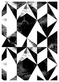 Geometric Triangles Black and White Print