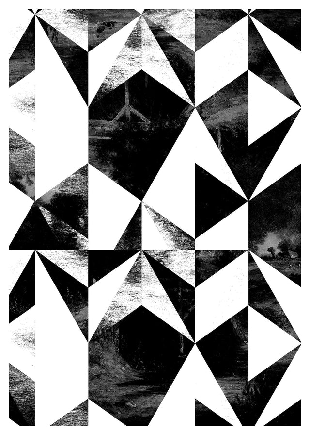 Geometric Triangles Black and White Print