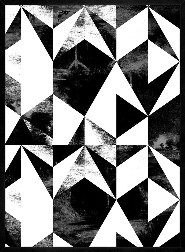 Geometric Triangles Black and White Print