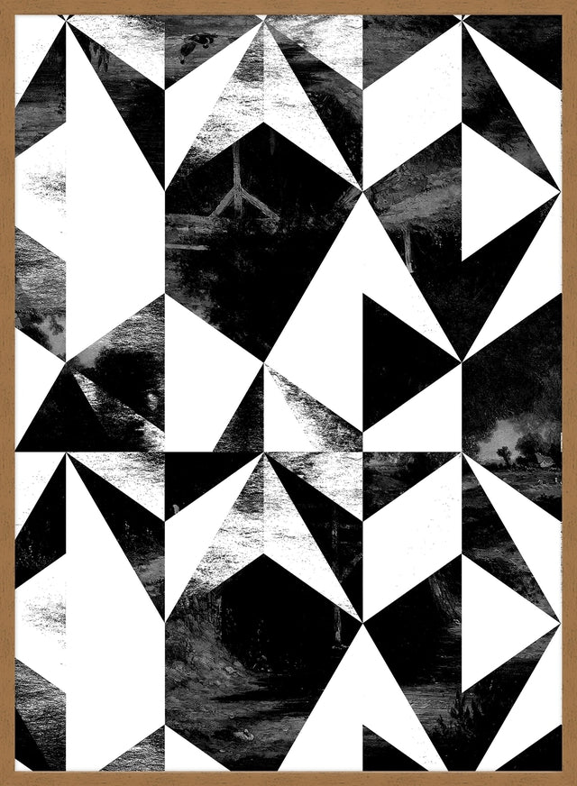 Geometric Triangles Black and White Print