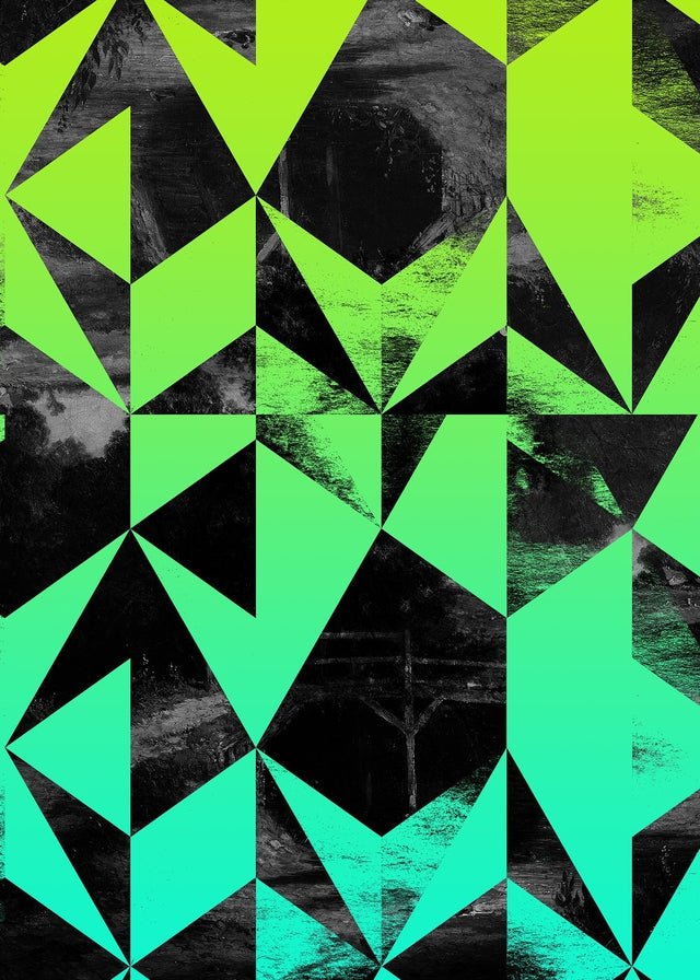 Geometric Triangles Green Print