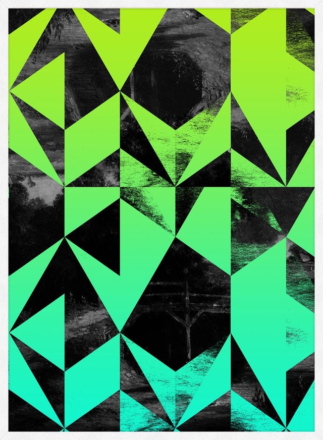 Geometric Triangles Green Print
