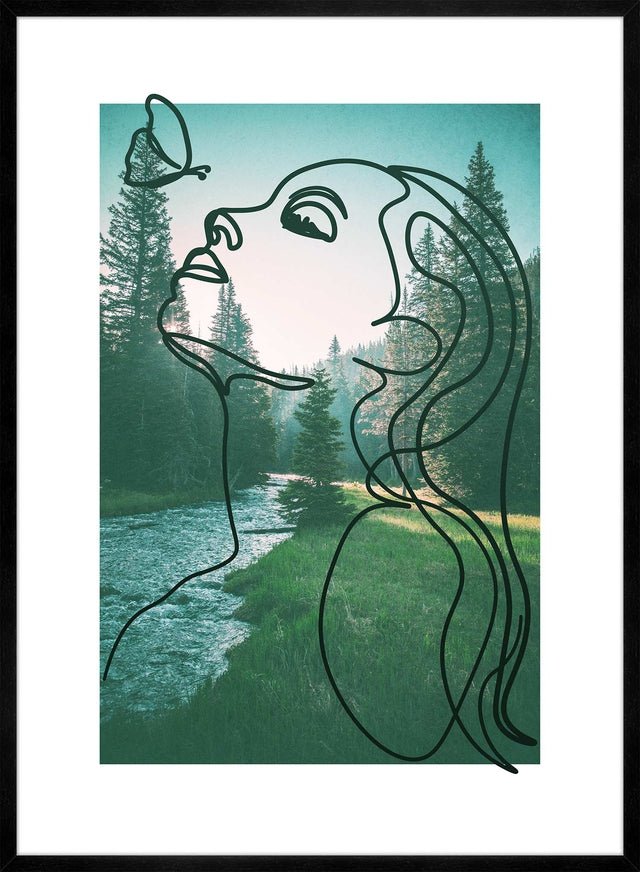 Girl With Butterfly Forest Print