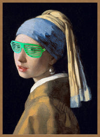 Girl With Green Shutter Shades Print