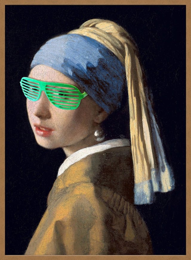 Girl With Green Shutter Shades Print