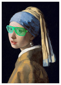 Girl With Green Shutter Shades Print