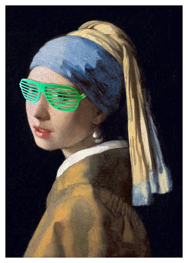 Girl With Green Shutter Shades Print