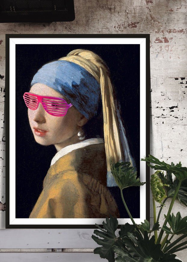 Girl With Pink Shutter Shades Print