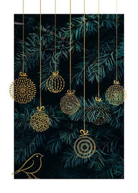 Gold Illustrated Baubles Christmas Print