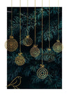 Gold Illustrated Baubles Christmas Print