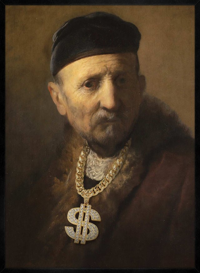 Gold Rap Chain Altered Art Print