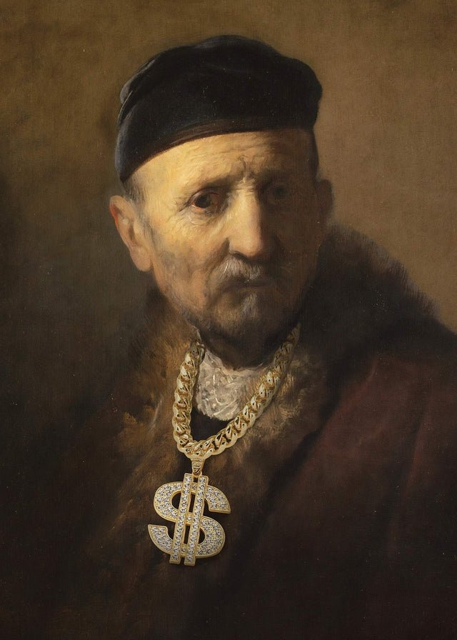 Gold Rap Chain Altered Art Print