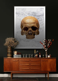 Gold Skull Marble Print White