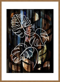 Gold Texture Black Monstera Print