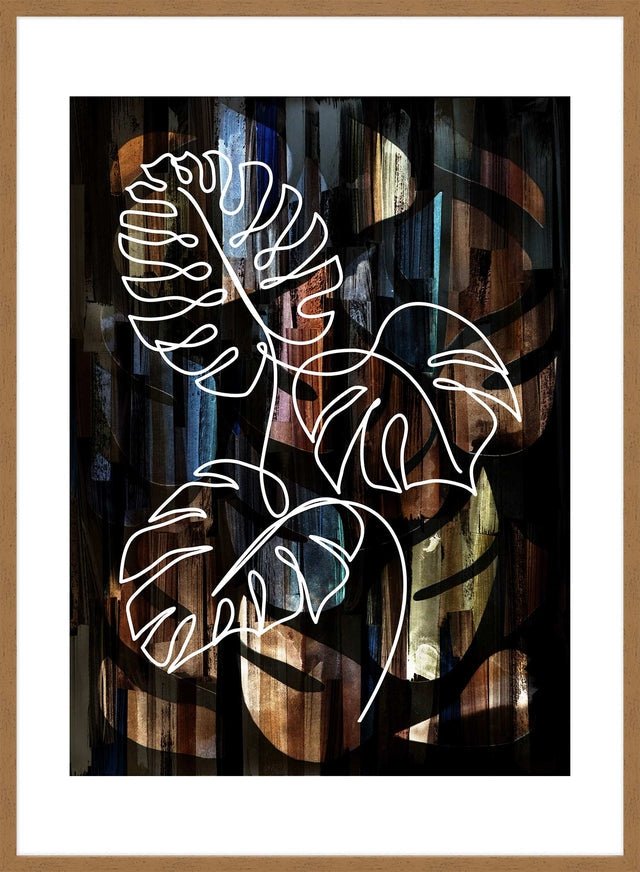Gold Texture Black Monstera Print