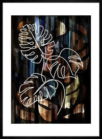 Gold Texture Black Monstera Print