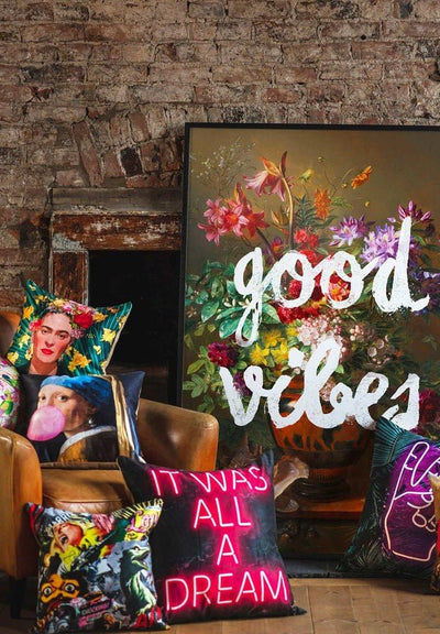 Good Vibes Floral Painting Altered Art Print
