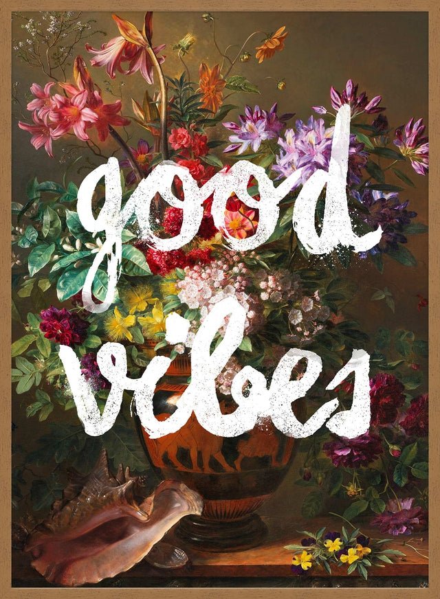 Good Vibes Floral Painting Altered Art Print
