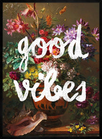 Good Vibes Floral Painting Altered Art Print