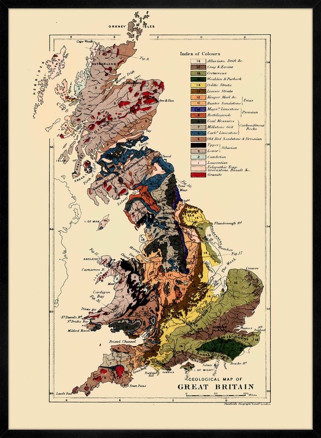 Great Britain Vintage Antique Map Print