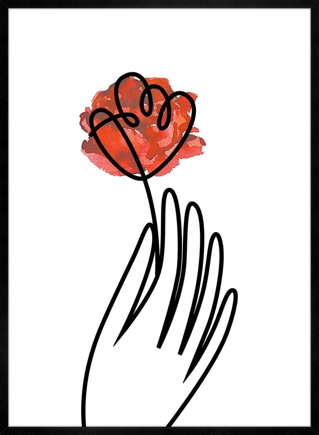 Hand With Rose Line Art Print