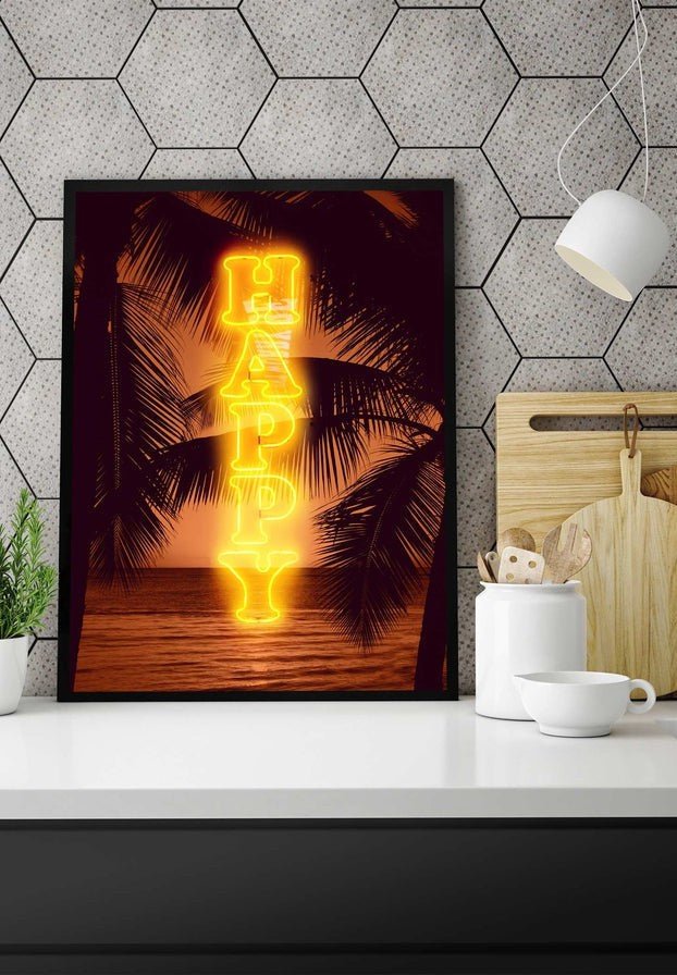 Happy Beach Neon Print