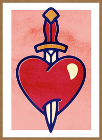 Heart And Dagger Tattoo Style Print
