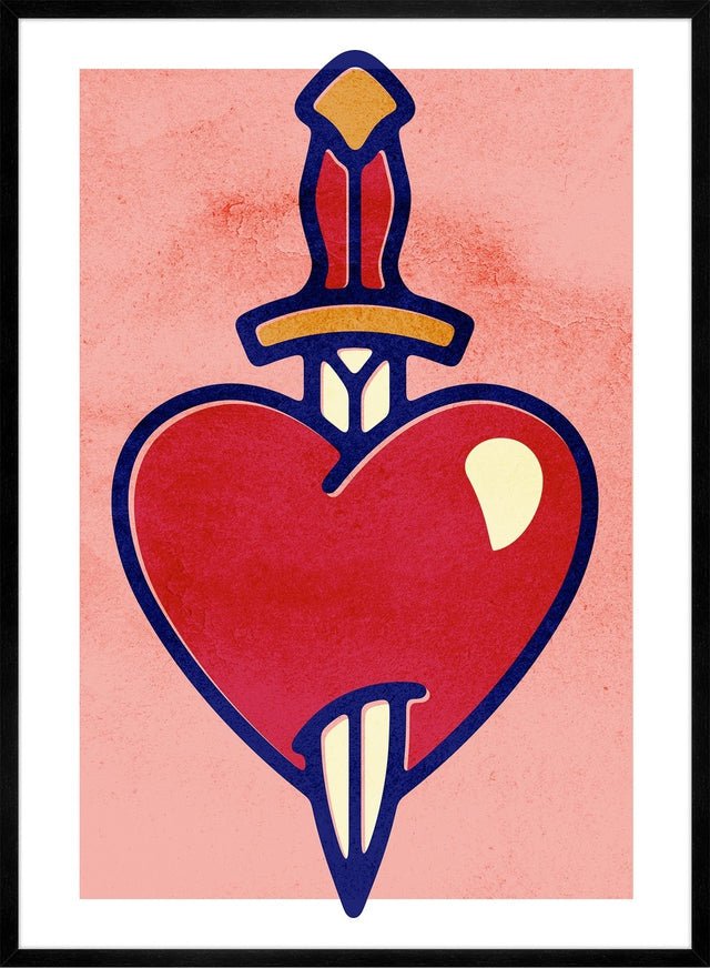 Heart And Dagger Tattoo Style Print