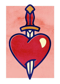 Heart And Dagger Tattoo Style Print