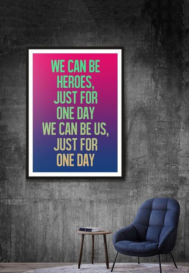 Heroes Lyrics Gradient Blend Print