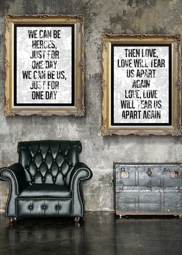 Heroes Lyrics White Grunge Print