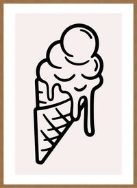 Ice Cream Black And White Illustration Print