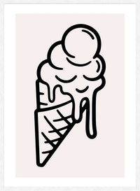 Ice Cream Black And White Illustration Print