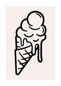 Ice Cream Black And White Illustration Print