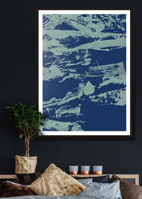 Inky Blue Graffiti Print