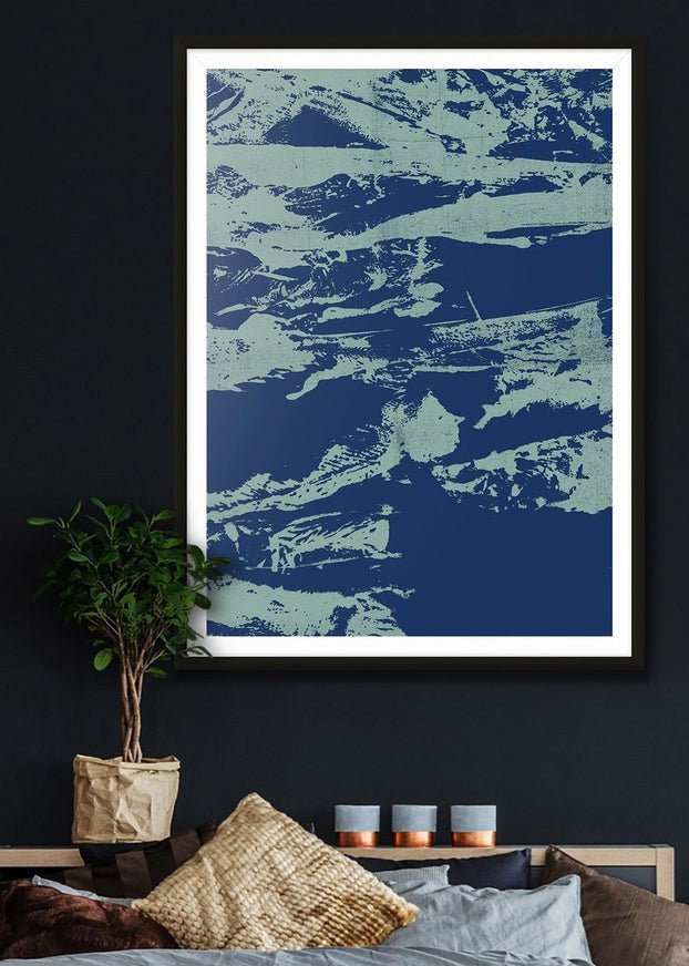 Inky Blue Graffiti Print