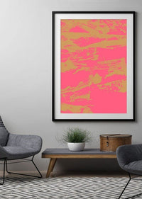 Inky Pink and Gold Graffiti Print