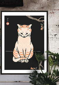 Japanese Cat Vintage Antique Style Print