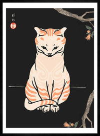 Japanese Cat Vintage Antique Style Print
