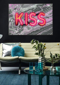 Kiss Neon Sign Marble Print