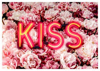 Kiss Neon Sign Roses Print