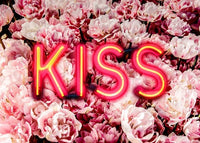 Kiss Neon Sign Roses Print