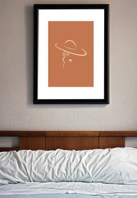 Lady Wearing Hat Natural Minimal Print