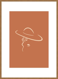 Lady Wearing Hat Natural Minimal Print
